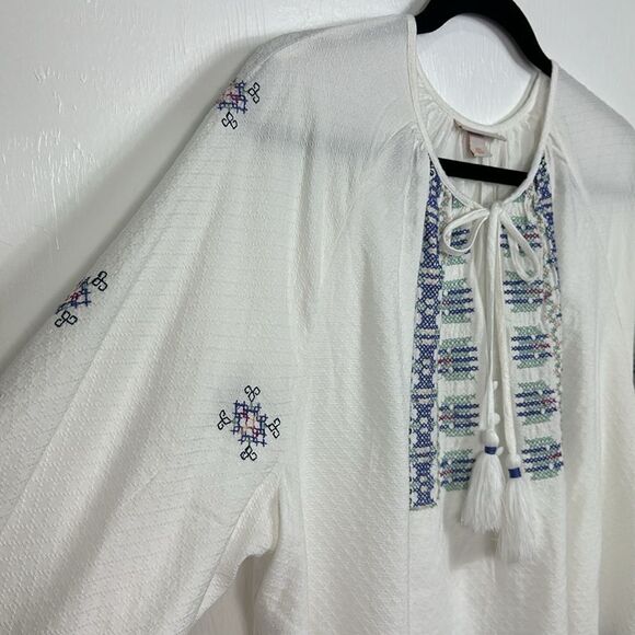 Knox Rose Boho Peasant Cotton Blend Long Sleeve Blouse Top Size XXL - Picture 3 of 9